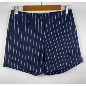NWT Women’s Nautica Navy Seas Striped Mid Rise Twill Shorts Size 4 Cotton